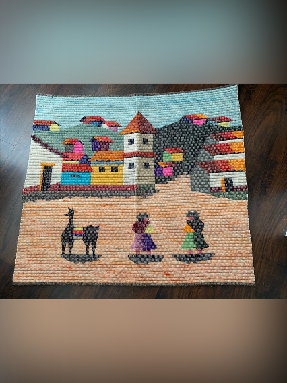 Vintage Peruvian alpaca wool tapestry
